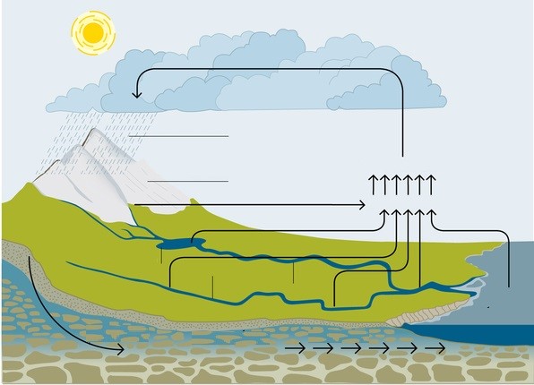esquema del ciclo del agua para completar