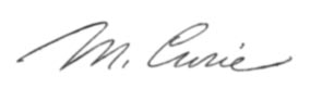 Firma de Marie Curie