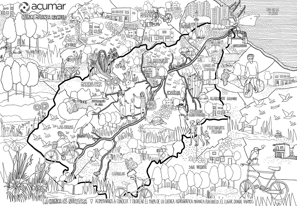 lámina sobre la Cuenca Hidrográfica Matanza Riachuelo para colorear