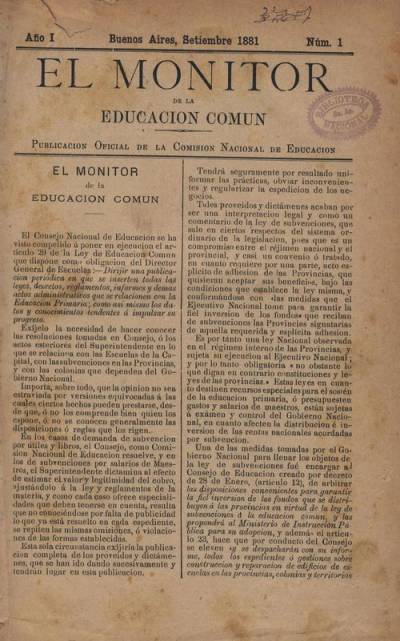 Número 1 de la Revista El Monitor, 1881.