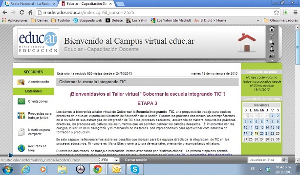 Captura de taller virtual Gobernar la escuela integrando TIC