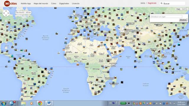 Mapamundi de 360Cities.