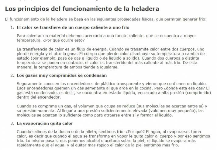 Captura de pantalla de un artículo sobre el funcionamiento de la heladera. Disponible en http://www.educ.ar/sitios/educar/recurs