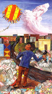 Obra de Berni - Juanito remontando su barrilete, 1973. 