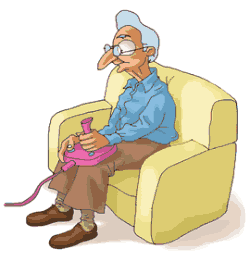 Dibujo de un abuelo con un joystick