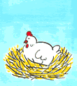 Dibujo de gallina en su nido
