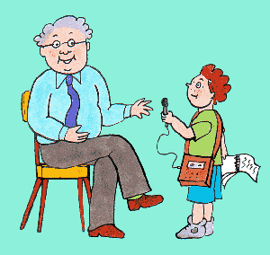 Dibujo de niño reporteando a un adulto