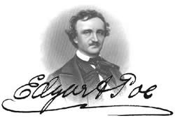 Retrato y firma de Poe